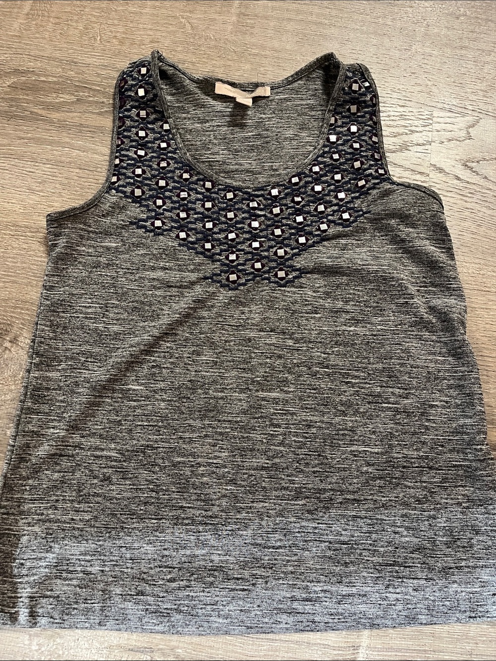 Forever 21 Gray Tank Top with Navy & Silver Stud Details